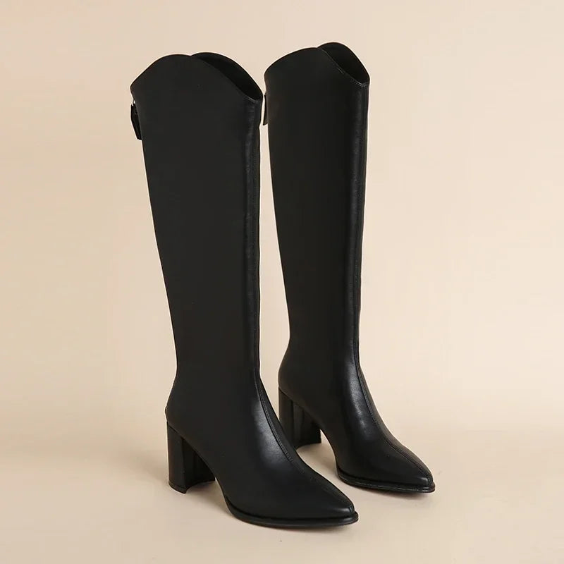 Bottes élégantes pour femmes, hauteur genou, talons hauts