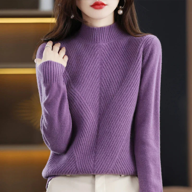 Pull tricoté Col Rond Chaud Hiver