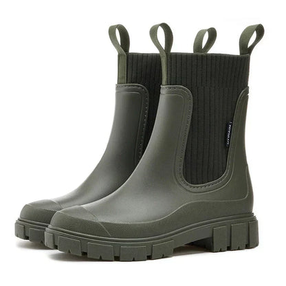 Bottes en caoutchouc imperméables pour femme, chaudes, isolées et antidérapantes