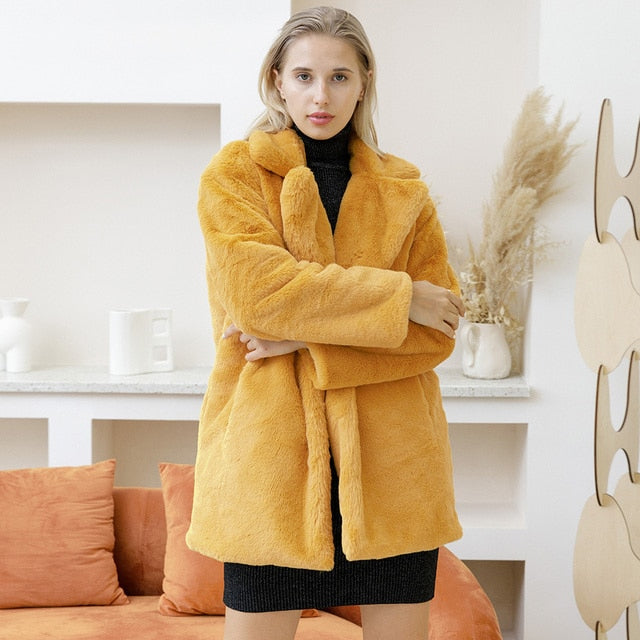 Manteau oversize souple à col revers