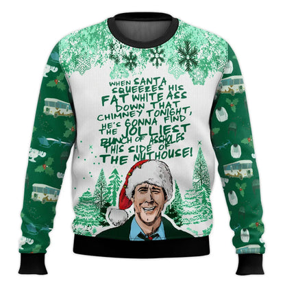 Pull de Noël homme motif ski drôle