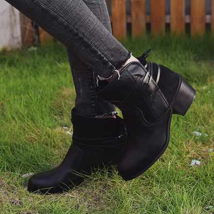 Bottines rétro à bout rond