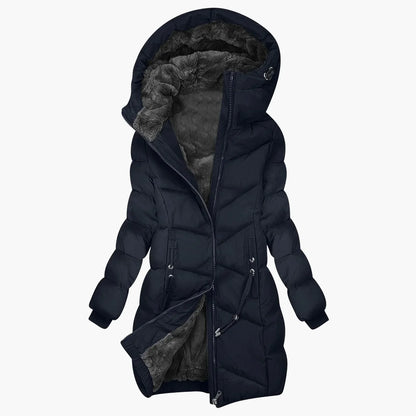 Manteau d'hiver long matelassé à capuche chaud pour femme