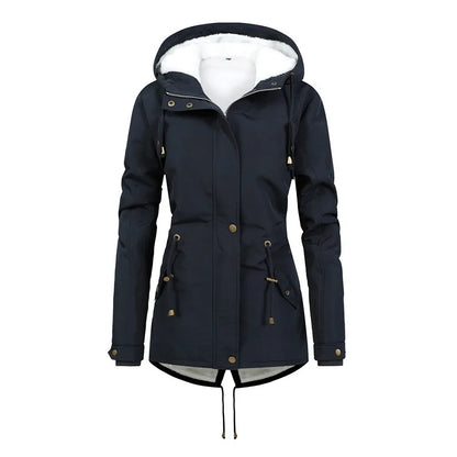 Veste d'extérieur pratique, coupe-vent, avec capuche, mi-longue
