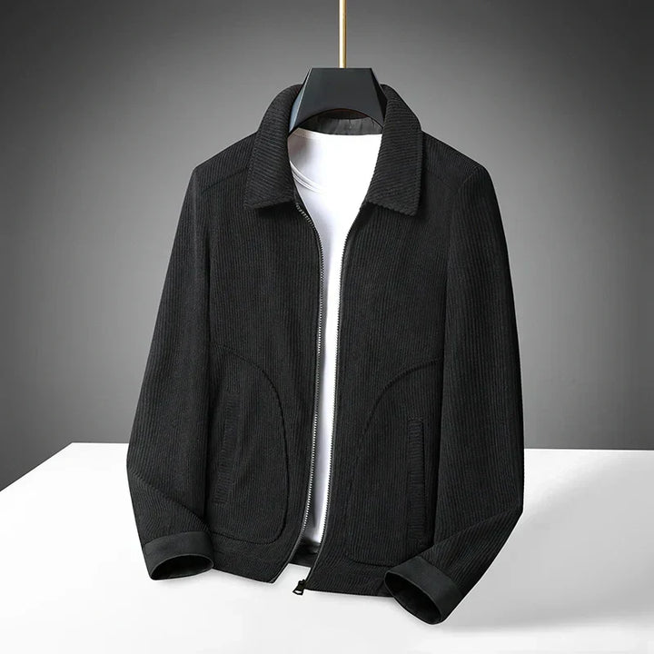 Blouson homme en velours côtelé avec fermeture éclair, style moderne