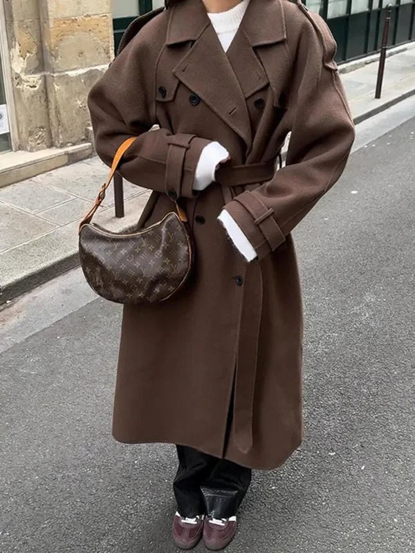 Élégant manteau long en laine