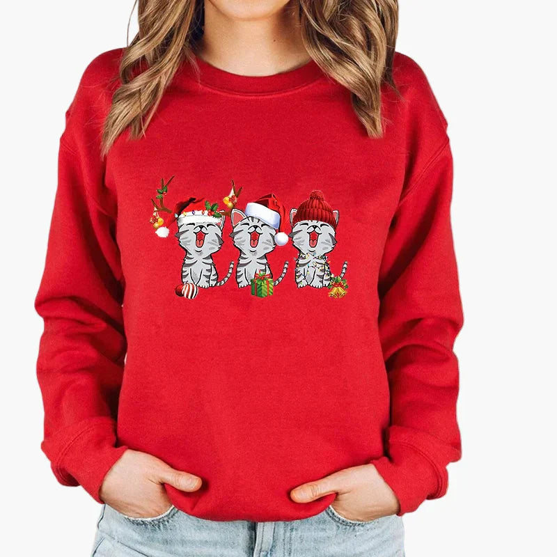 Pull de Noël chat guirlande lumineuse - Pull chat drôle Hiver