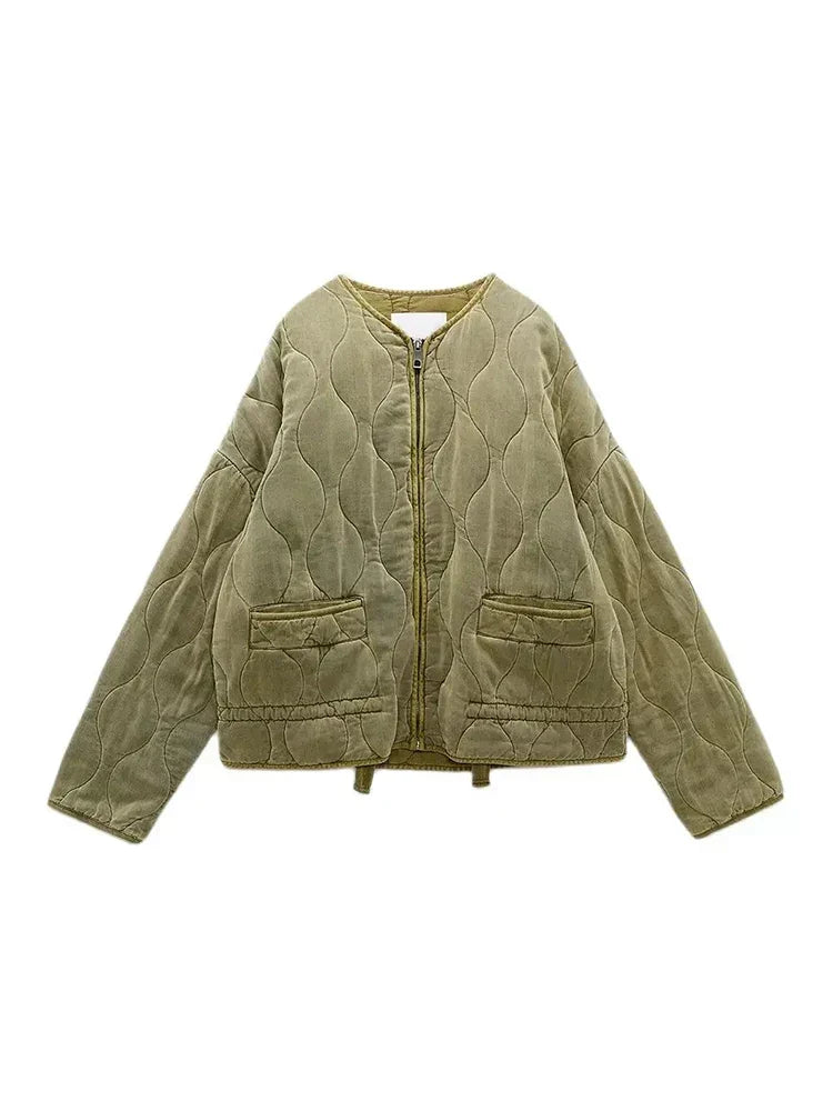 Veste zippée pratique Unie Matelassée