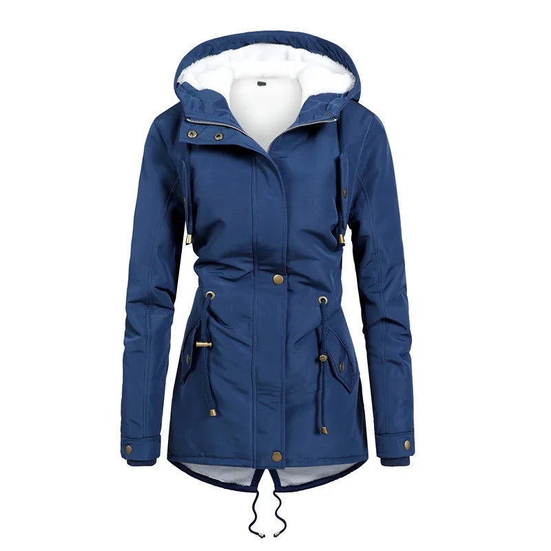 Veste d'extérieur pratique, coupe-vent, avec capuche, mi-longue