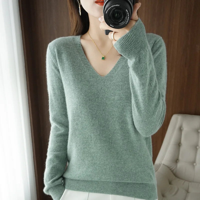 Pull col V confortable pour femme