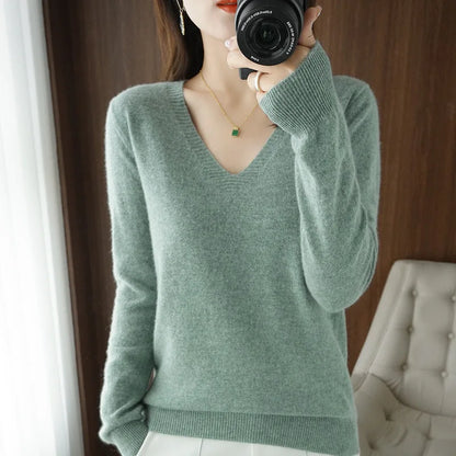 Pull col V confortable pour femme