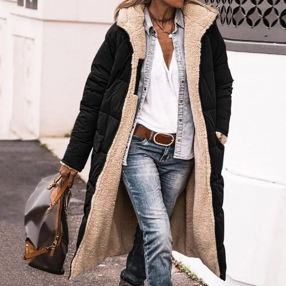 Veste d'hiver longue pratique avec capuche
