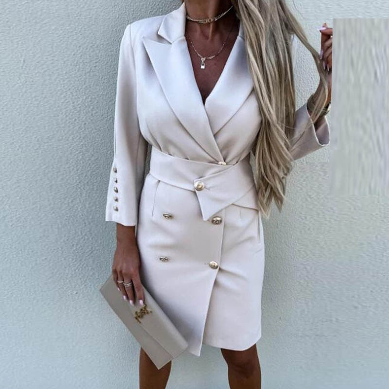 Robe blazer élégante double boutonnage pour femme