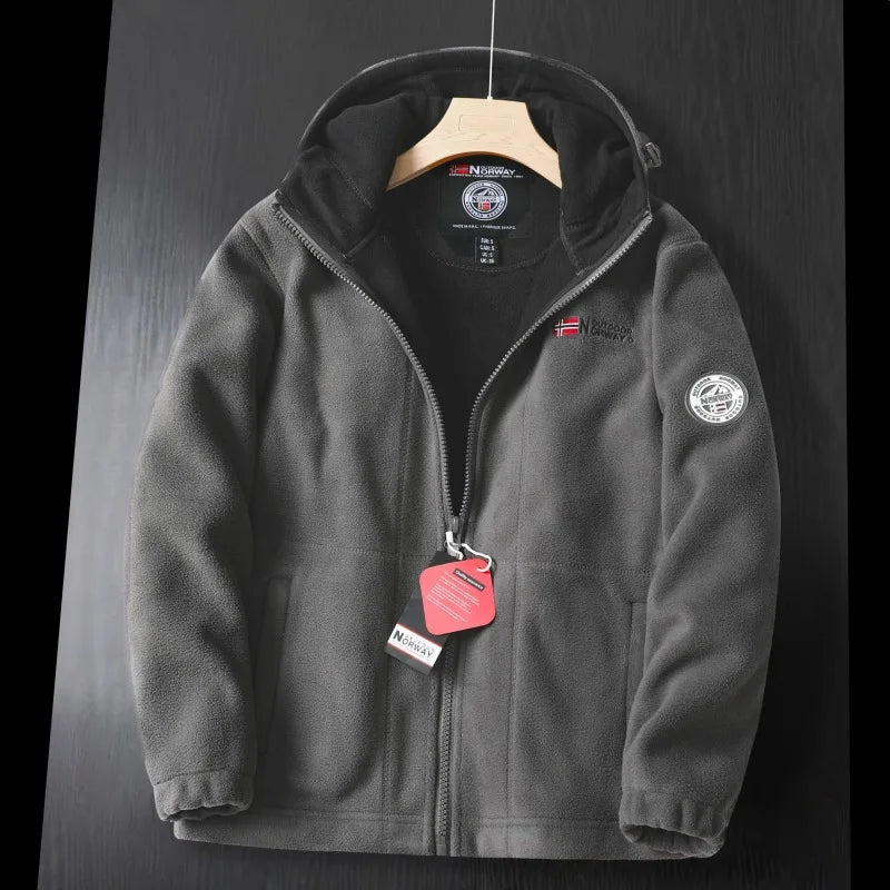 Veste polaire homme, chaude, à capuche, pour l'extérieur