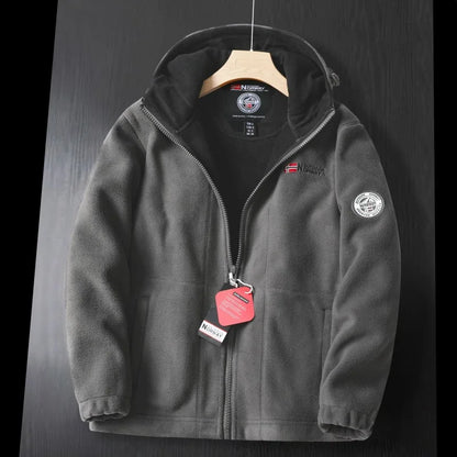 Veste polaire homme, chaude, à capuche, pour l'extérieur