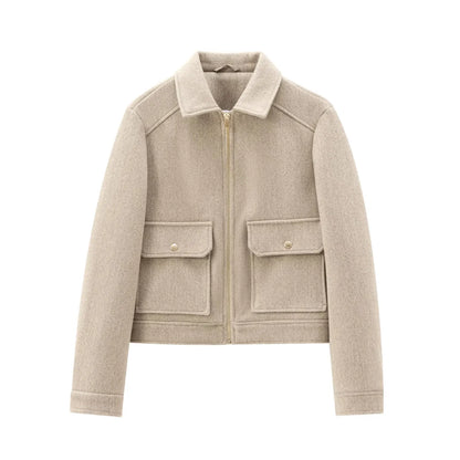 Blouson d'hiver pour femme zippé en mélange de laine