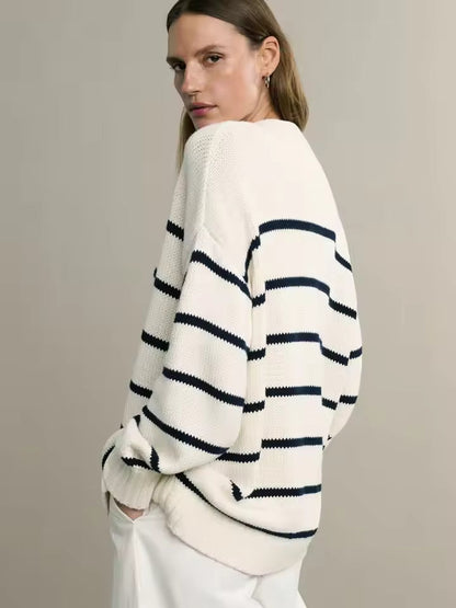 Große Damen Cardigan Streifen Übergröße - IdealeKleiden