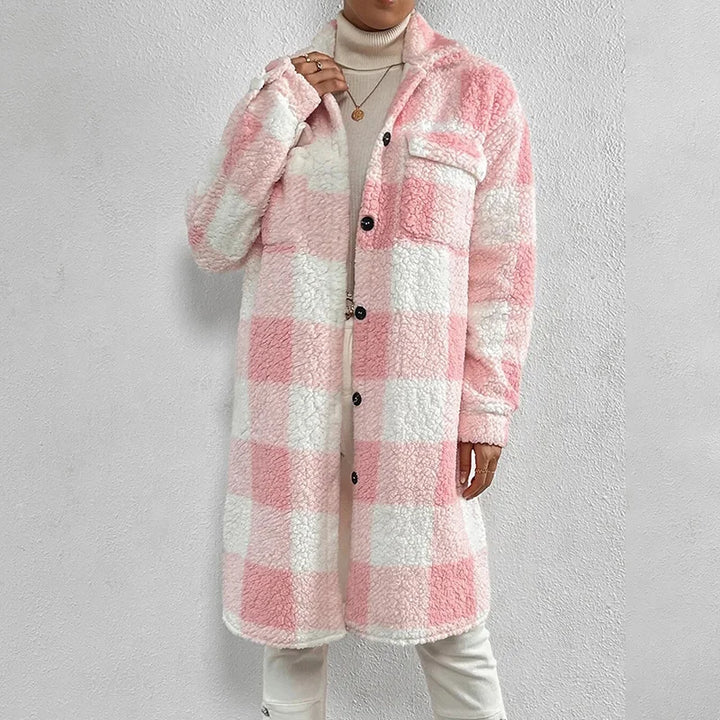 Veste à carreaux tendance en polaire chaude