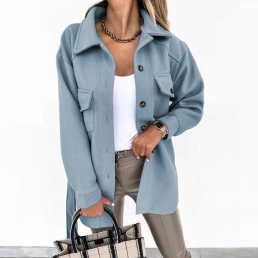 Modische Damenjacke Knöpfe und Vortaschen - IdealeKleiden