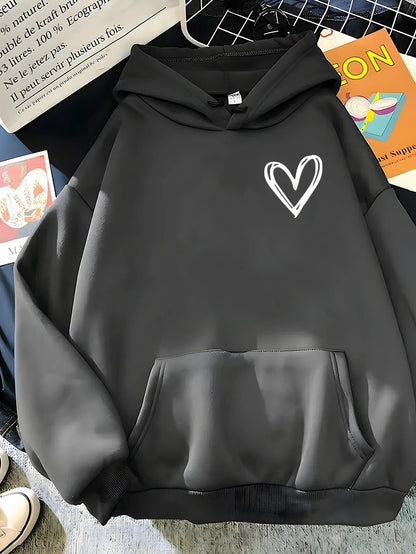 Sweat à capuche femme motif cœur tout doux