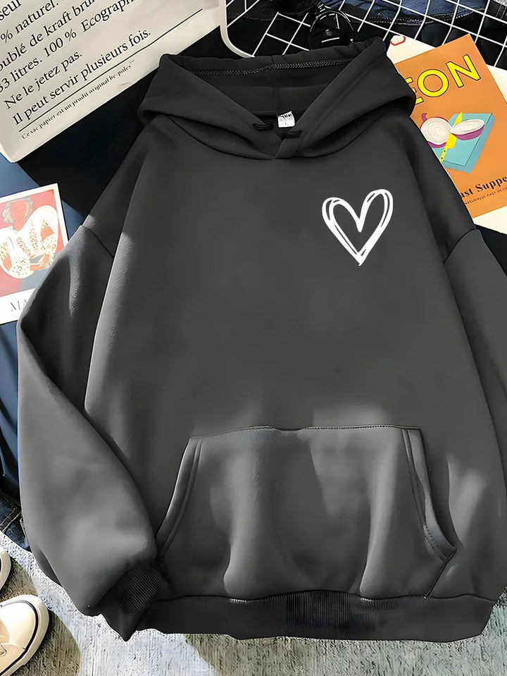 Sweat à capuche femme motif cœur tout doux