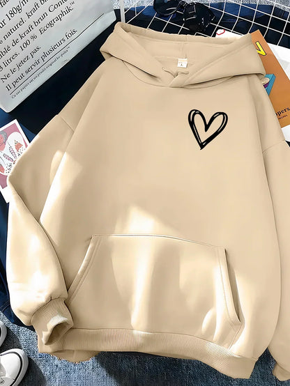 Sweat à capuche femme motif cœur tout doux