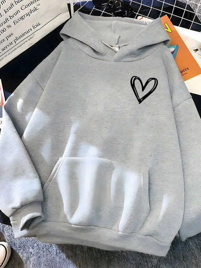 Sweat à capuche femme motif cœur tout doux