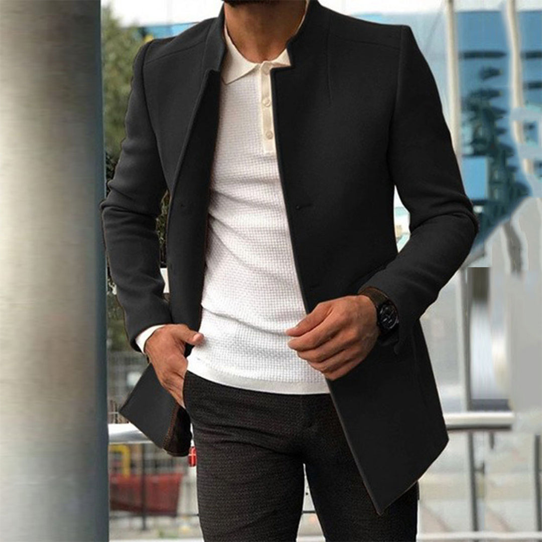 Manteau d'hiver homme col montant coupe slim