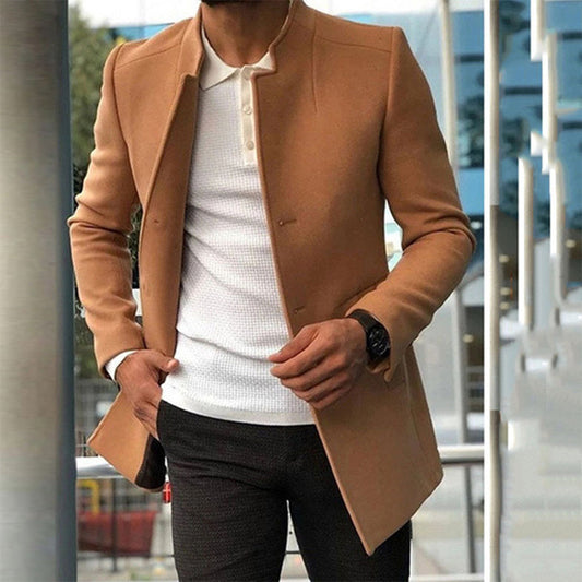 Herren Wintermantel Stehkragen Slim Fit - IdealeKleiden