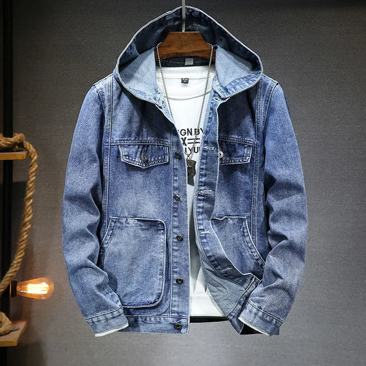 Herren Vintage-Jeansjacke Mit Kapuze Retro-Look - IdealeKleiden