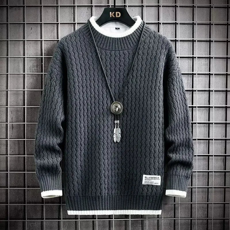 Pull-over tricoté doux Hommes Chaud