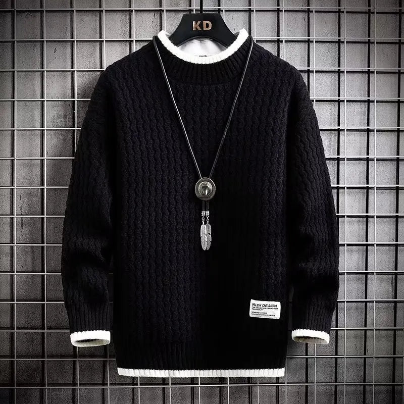 Pull-over tricoté doux Hommes Chaud