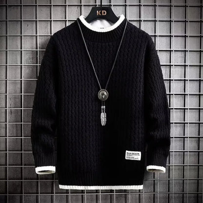 Pull-over tricoté doux Hommes Chaud