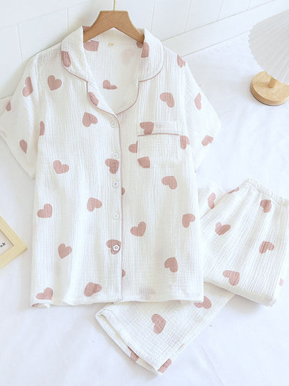Ensemble pyjama femme motif cœur élégant