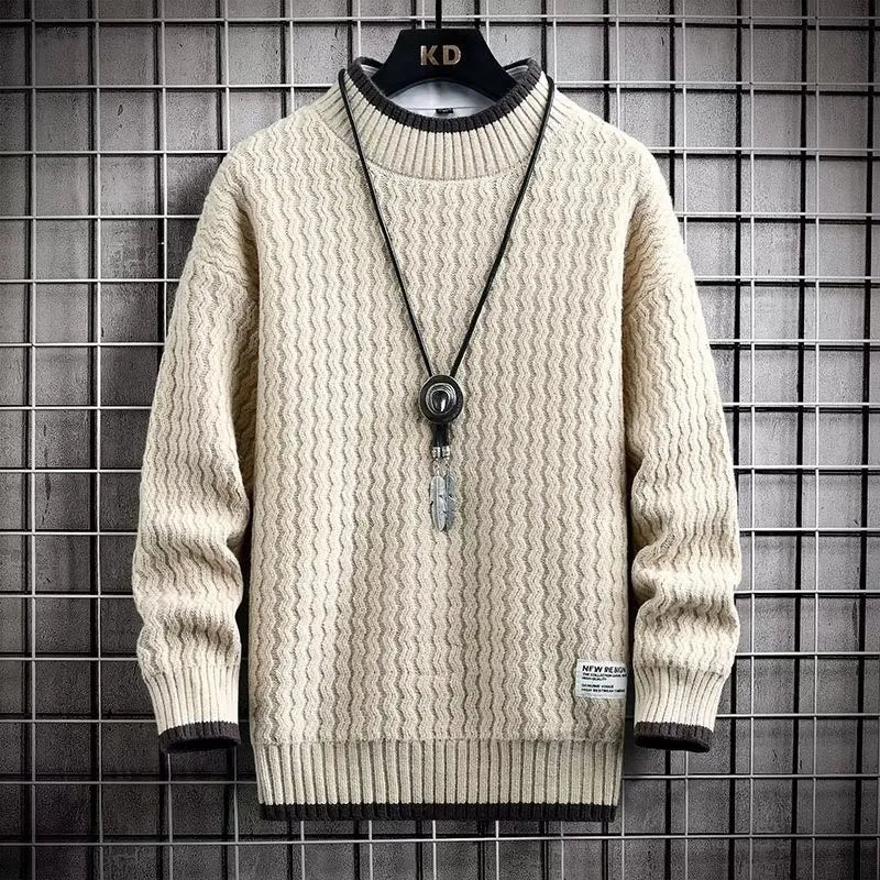 Pull-over tricoté doux Hommes Chaud