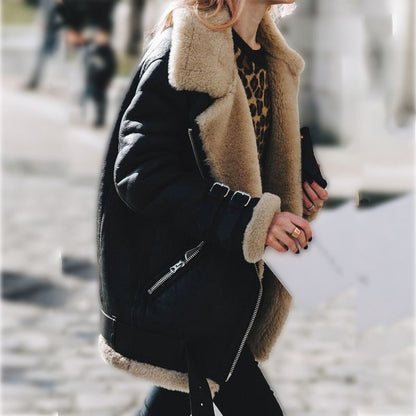 Manteau d'hiver femme style aviateur en fausse fourrure