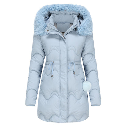 Veste d'hiver chaude pour femme à capuche et fermeture éclair