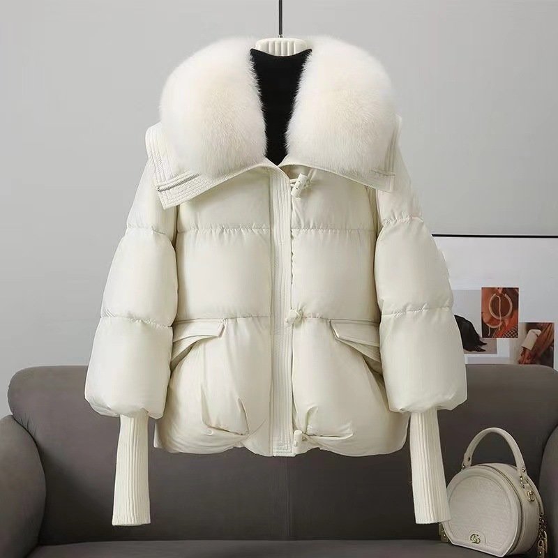 Veste matelassée oversize tendance avec col en fausse fourrure