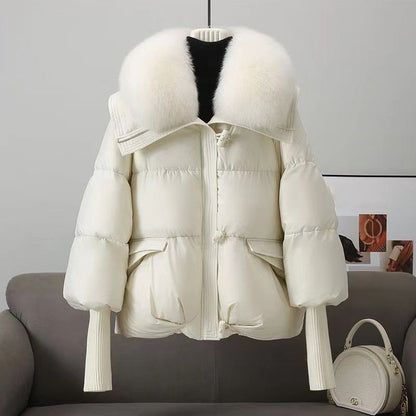 Veste matelassée oversize tendance avec col en fausse fourrure