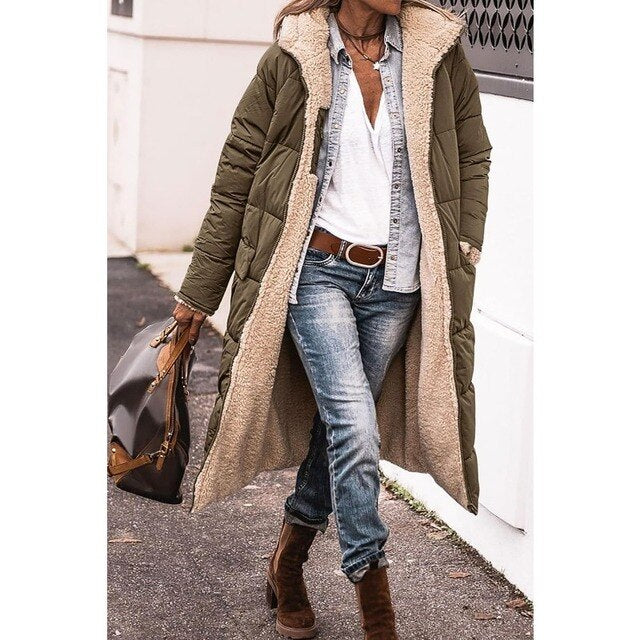 Manteau à capuche polaire confortable pour femmes