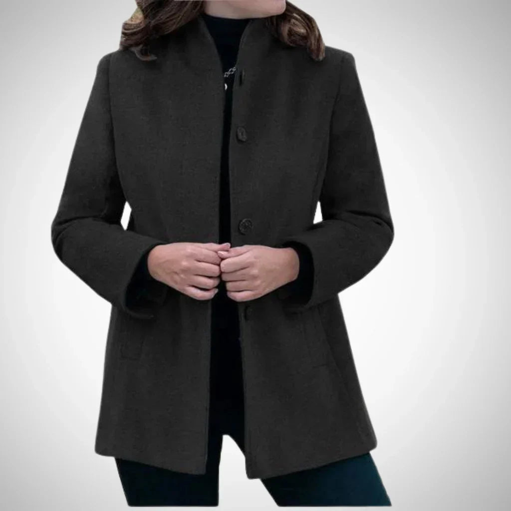Manteau femme Forme cintrée Col montant Mélange de laine