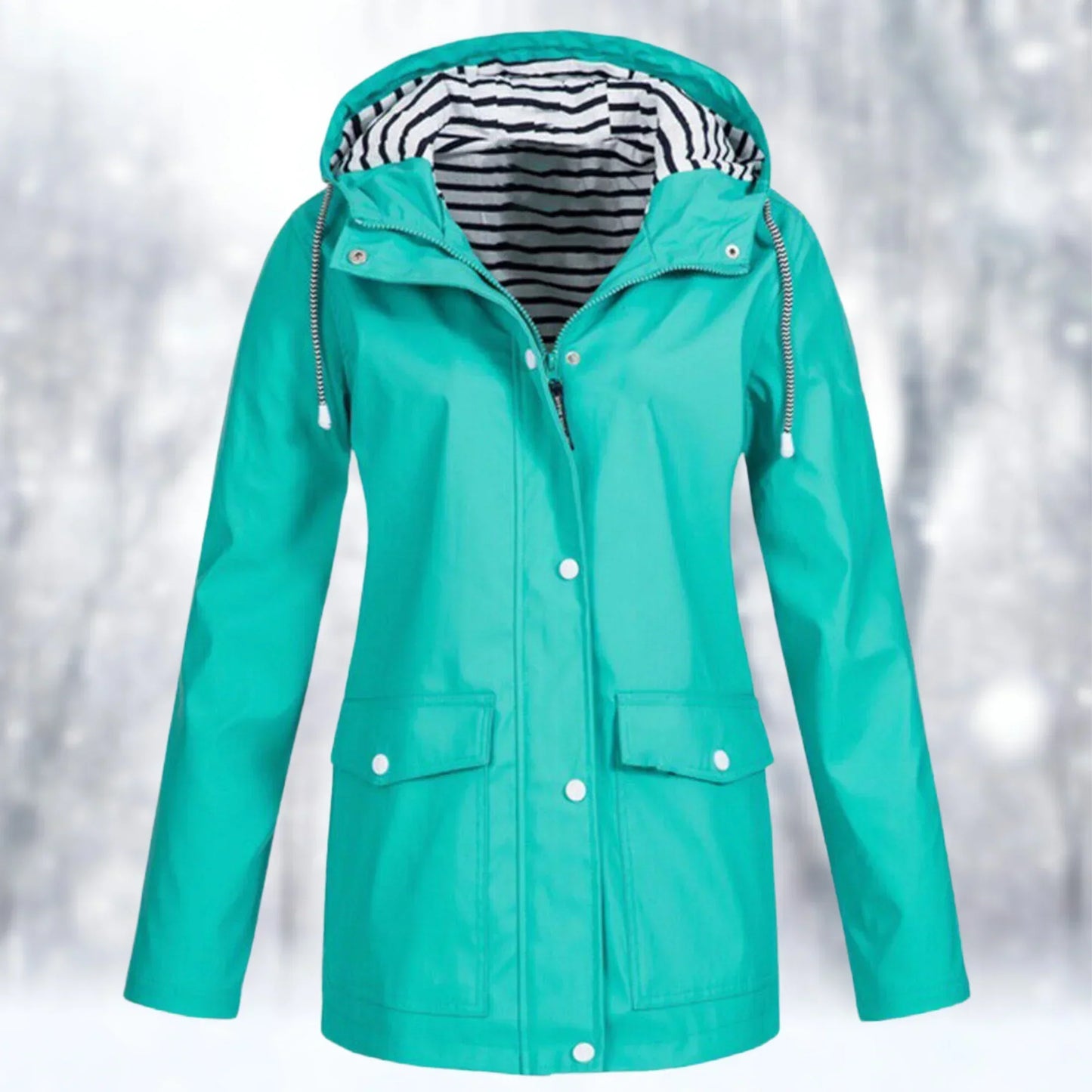 Parka imperméable, fermeture éclair, capuche à cordon de serrage