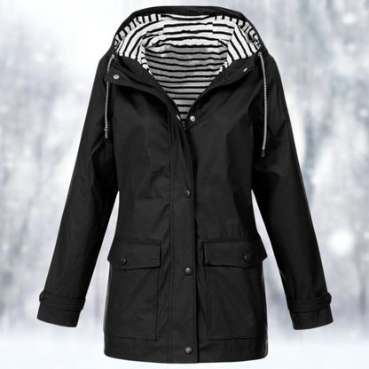 Parka imperméable, fermeture éclair, capuche à cordon de serrage