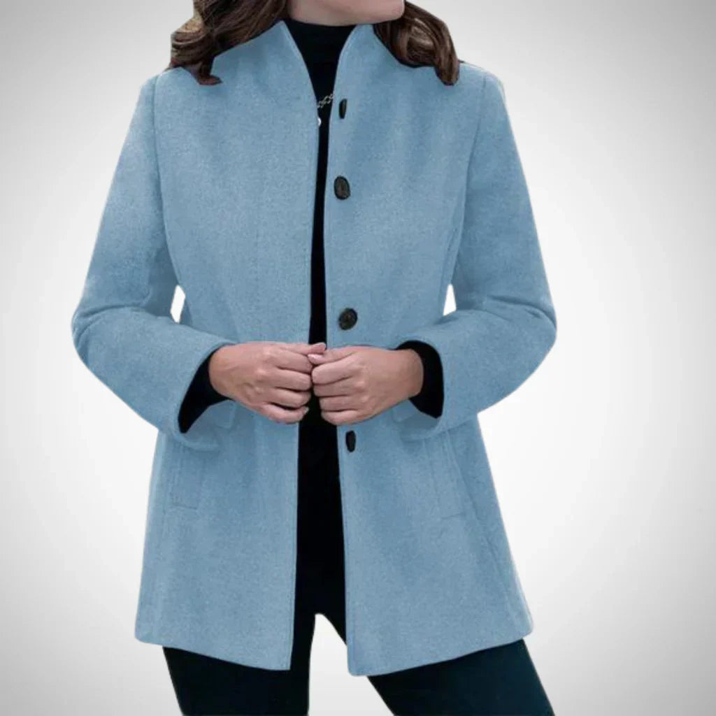 Manteau femme Forme cintrée Col montant Mélange de laine