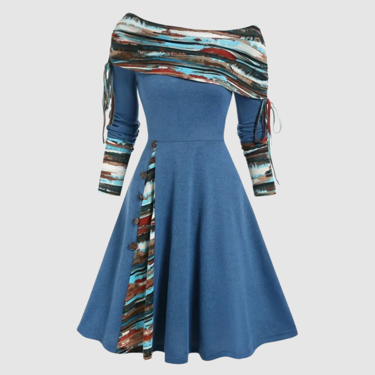 Robe de Noël Épaules Dénudées Manches Longues Élégante