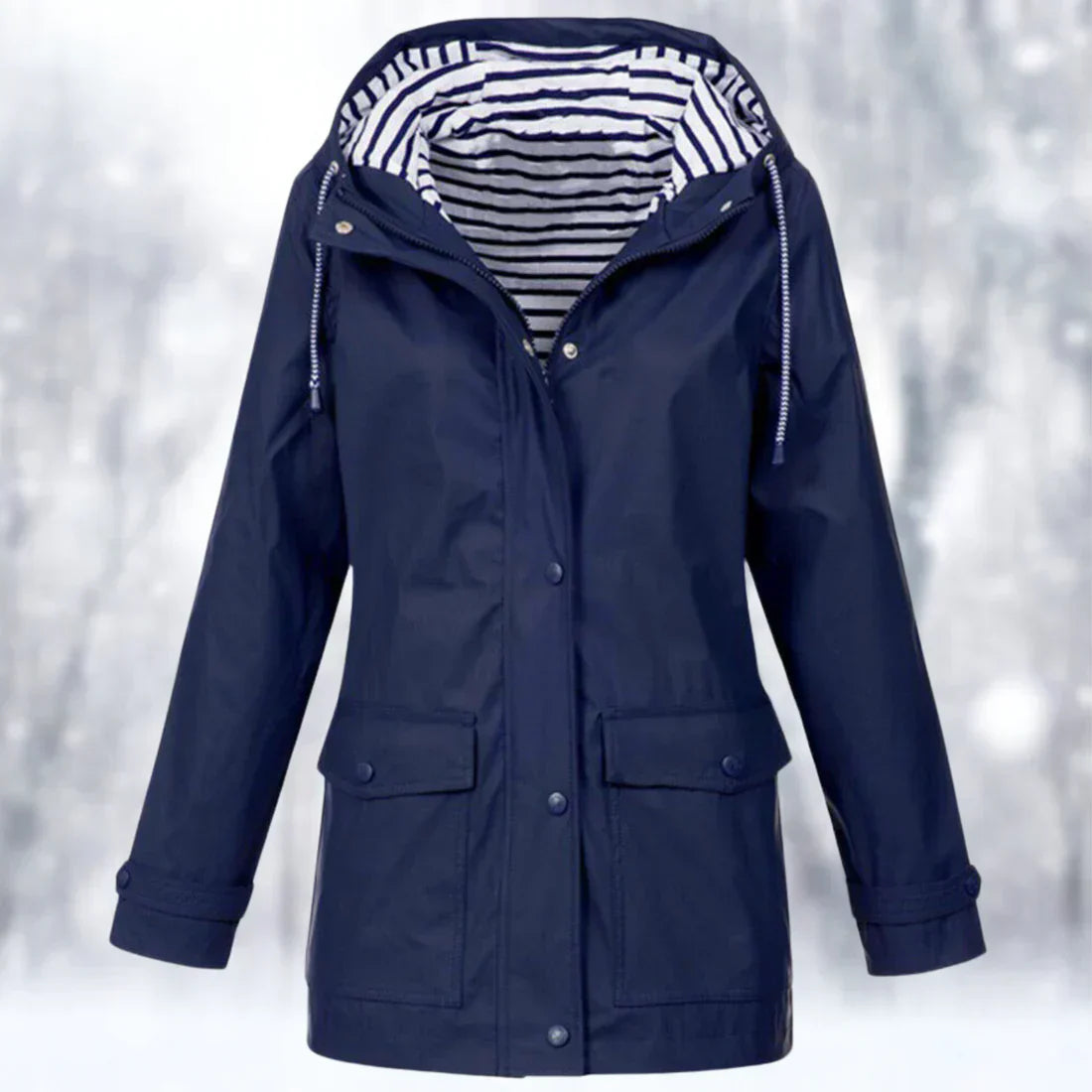 Parka imperméable, fermeture éclair, capuche à cordon de serrage