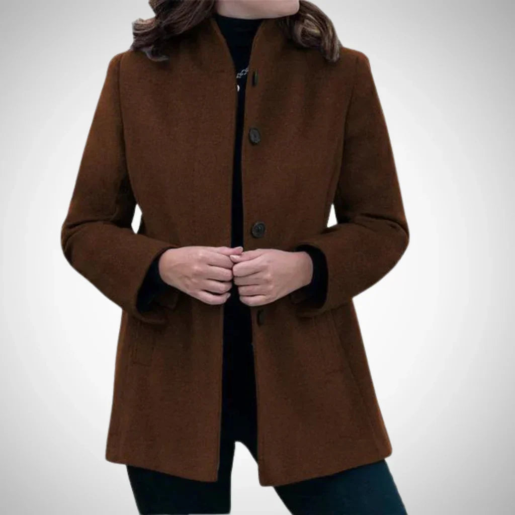 Manteau femme Forme cintrée Col montant Mélange de laine