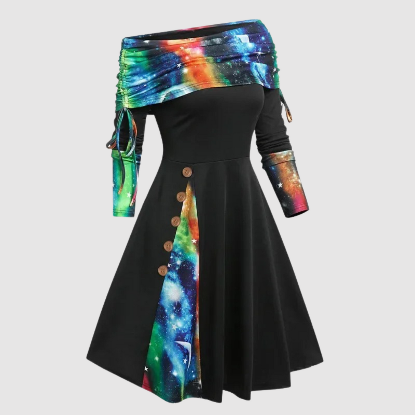 Robe de Noël Épaules Dénudées Manches Longues Élégante