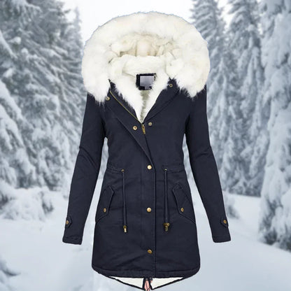Damen Winterjacke Lang Mantel Elegant - IdealeKleiden