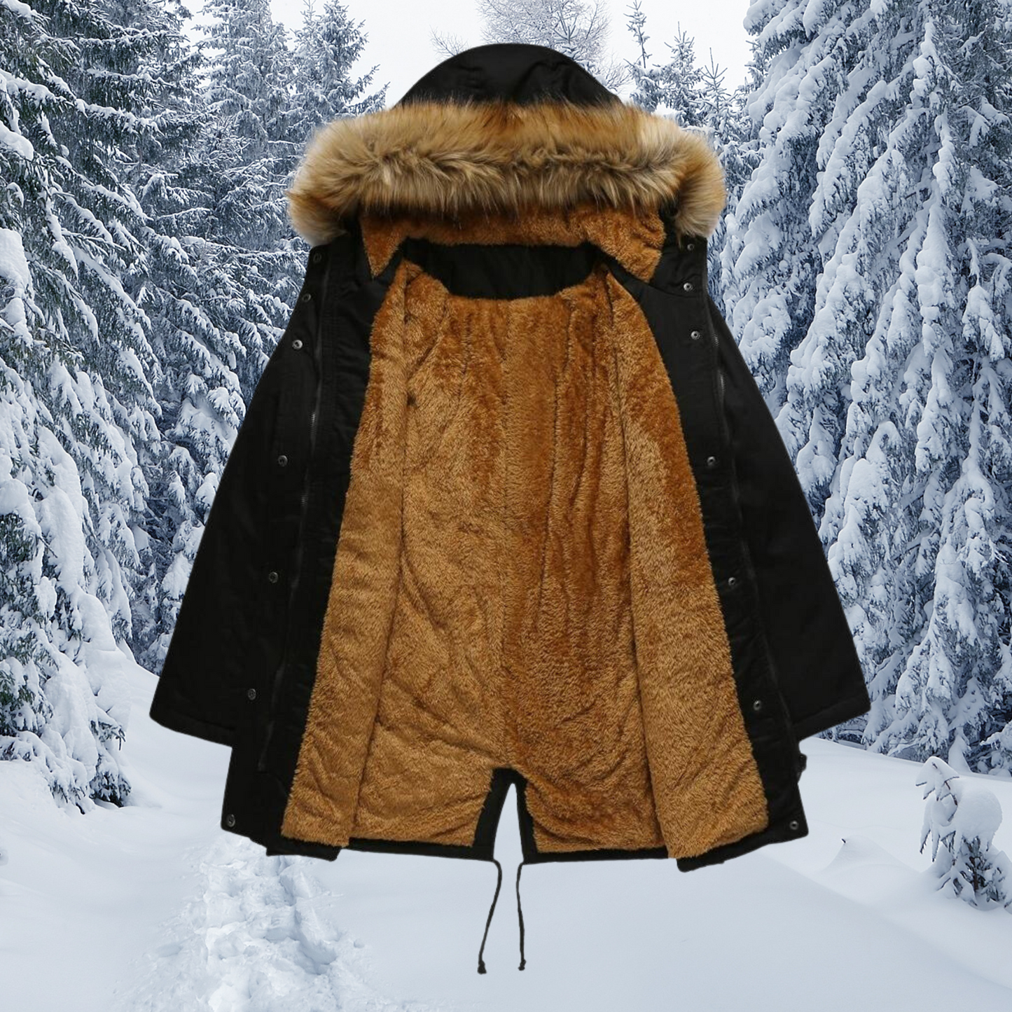 Manteau d'hiver femme chaud avec capuche bordée de fourrure